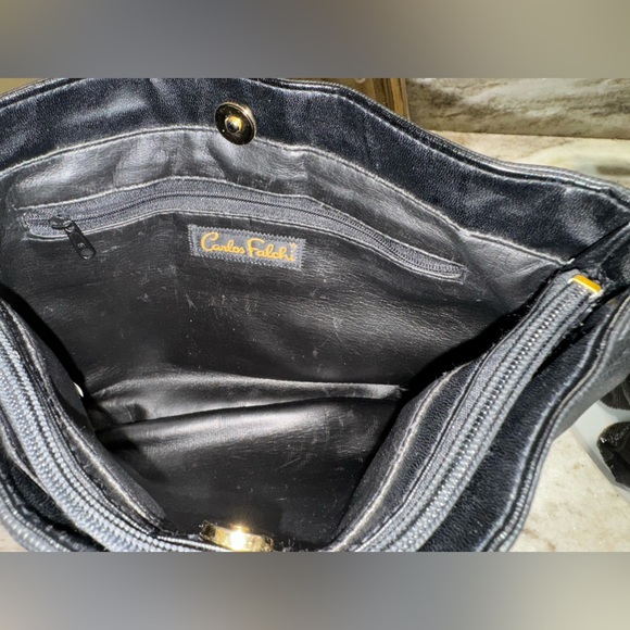 Carlos Falchi Black Drawstring Crossbody - Picture 8 of 16